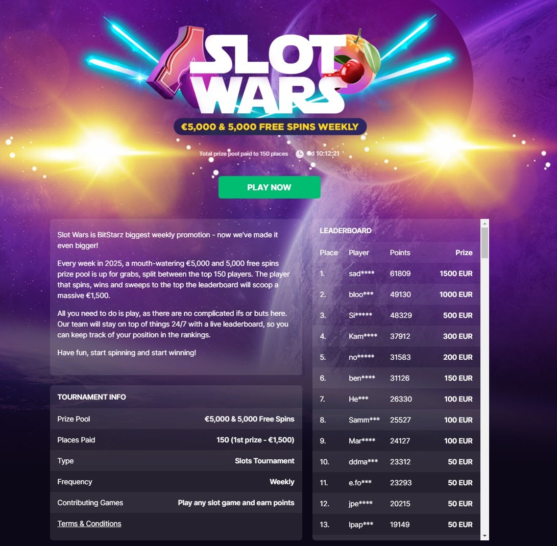 Bitstarz Slot Wars Desk Ss1