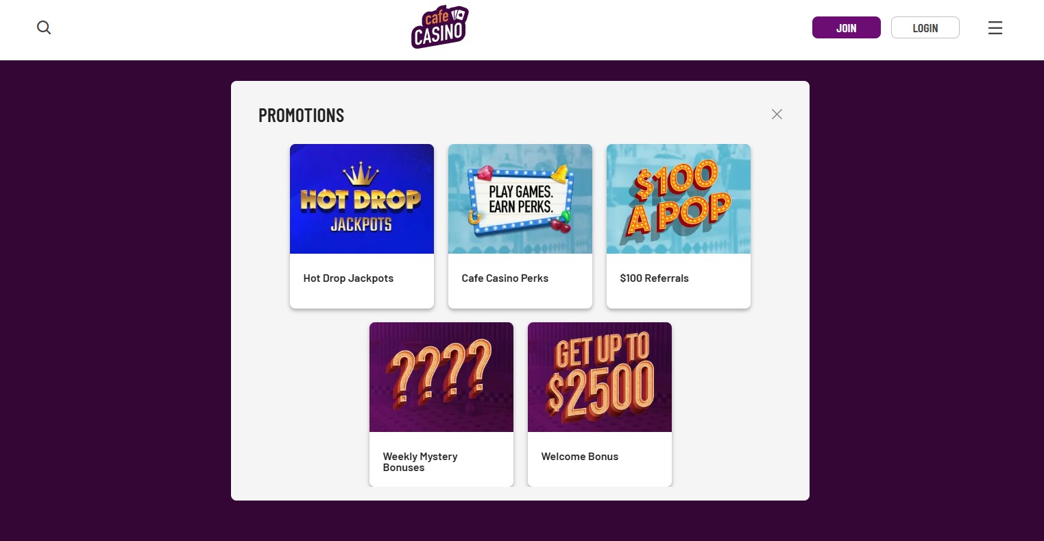Cafe Casino Promotions Image