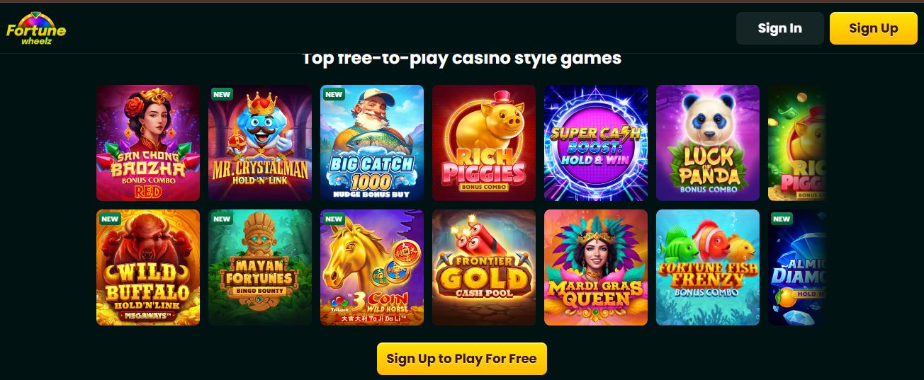Fortune Wheelz Casino Page