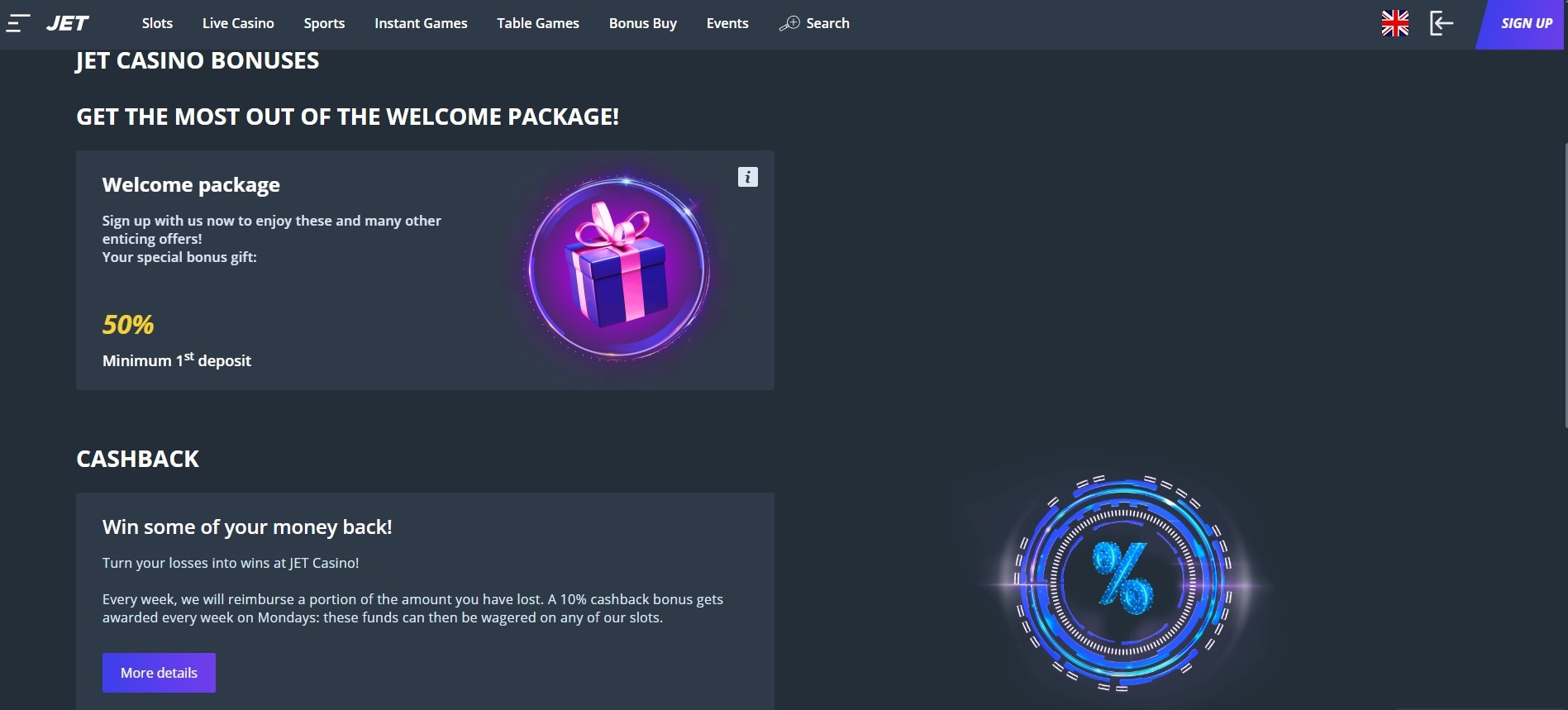 Jet Casino Bonuses Image