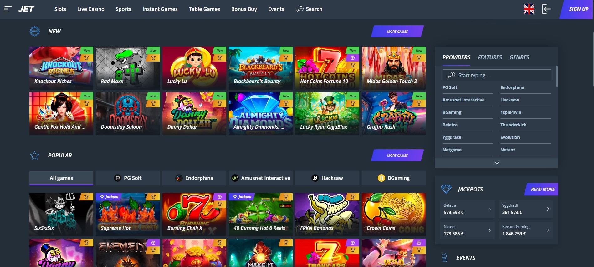 Jet Casino Games Image