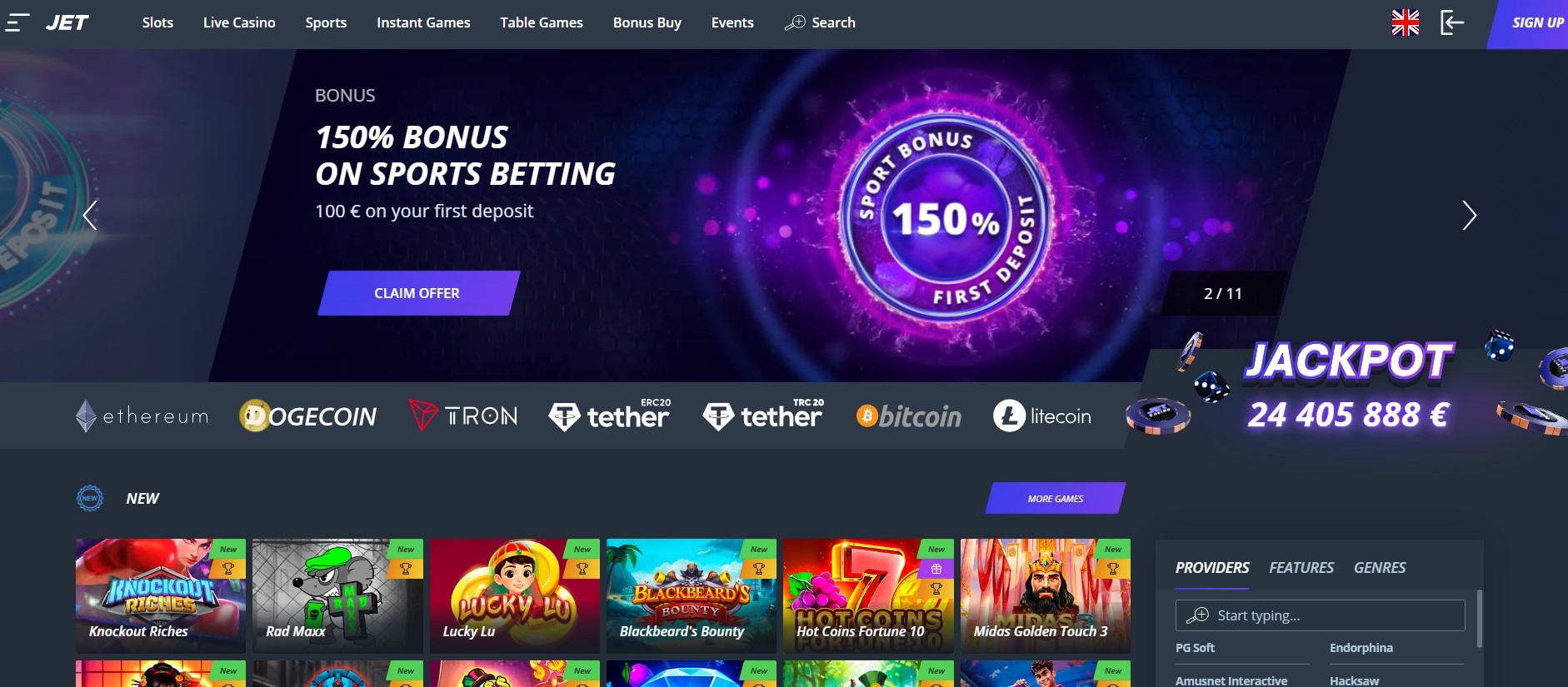 Jet Casino Home Image