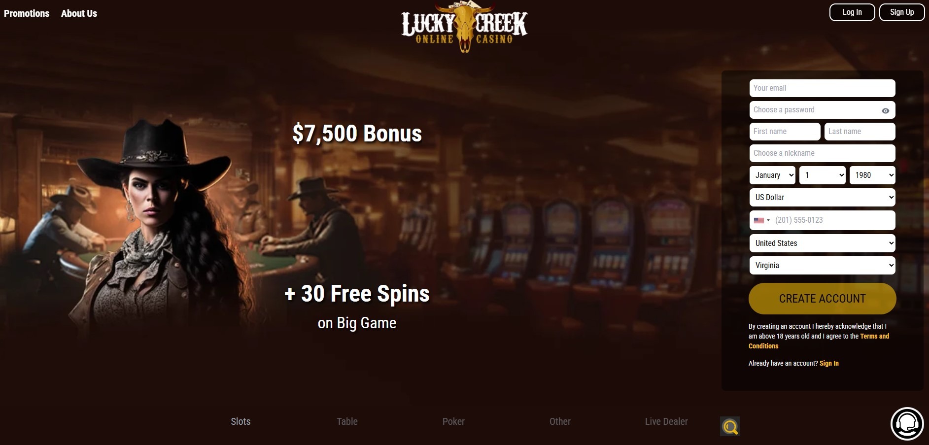 Luckycreek Casino Home Image