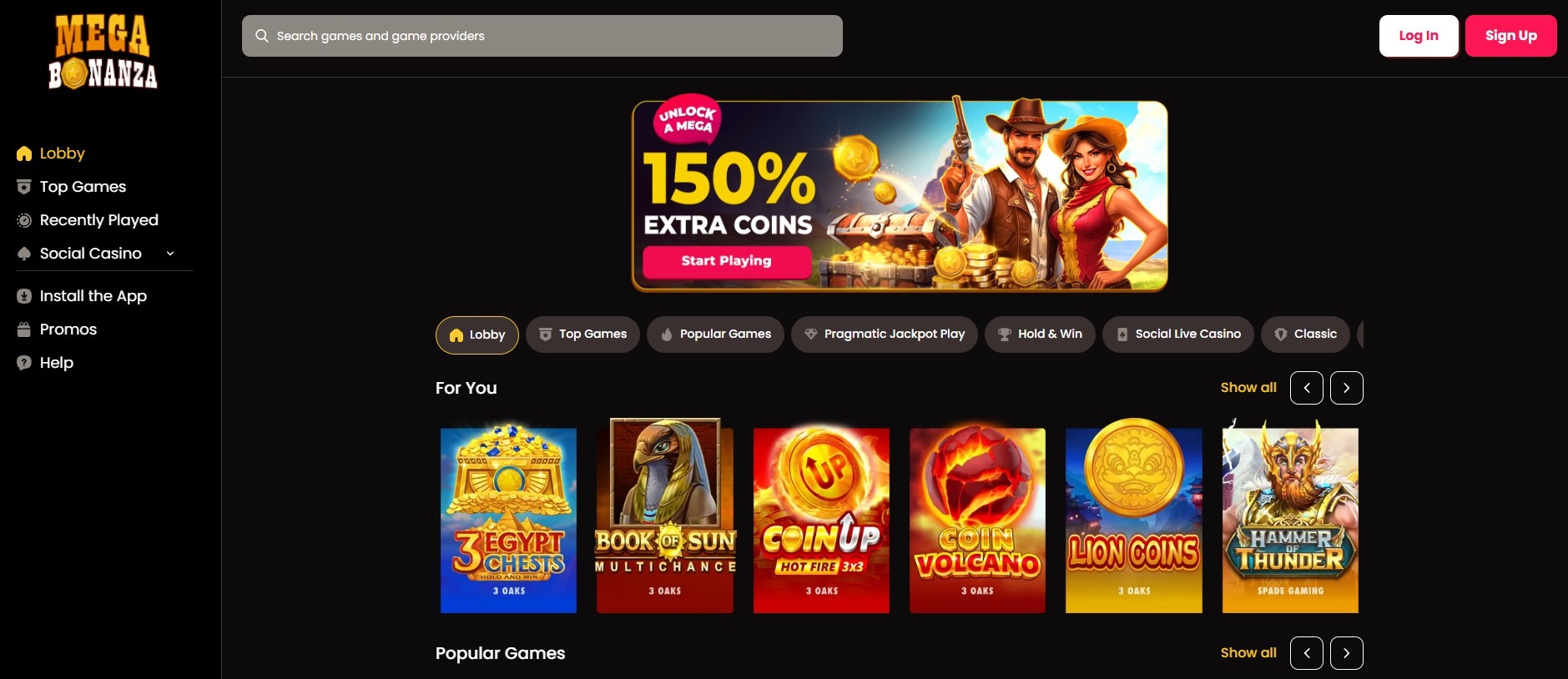 Mega Bonanza Casino Home Image
