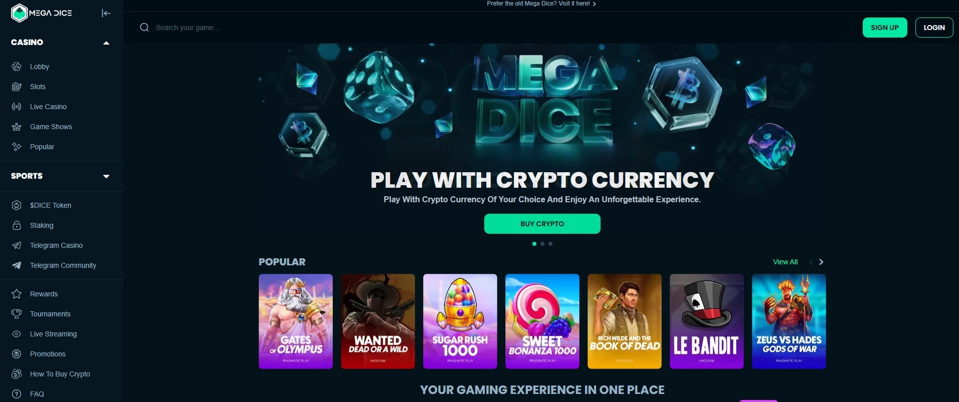 Megadice Casino Home Image