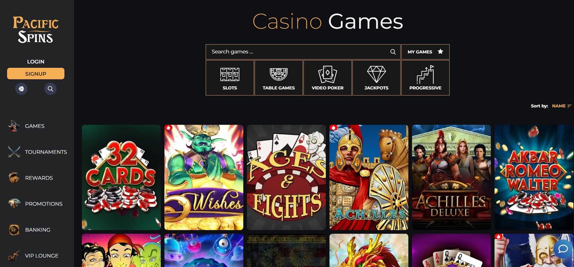 Pacific Spins Casino Games Image