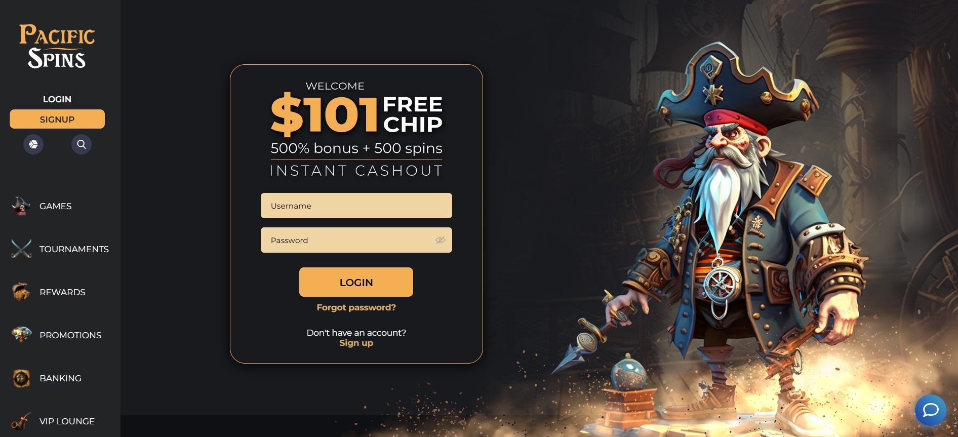 Pacific Spins Casino Home Image