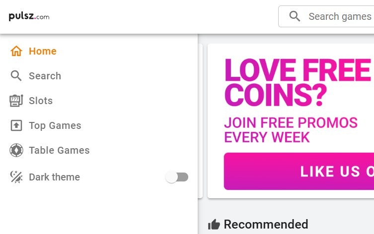Pulsz Casino Page