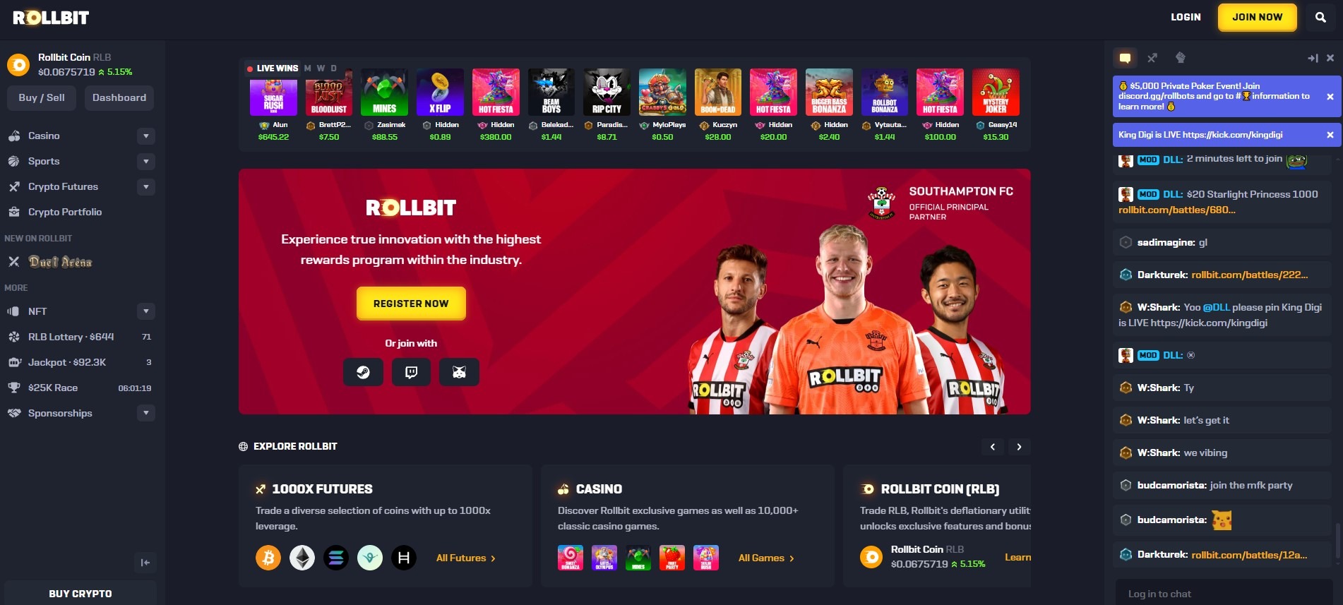 Rollbit Casino Home Image