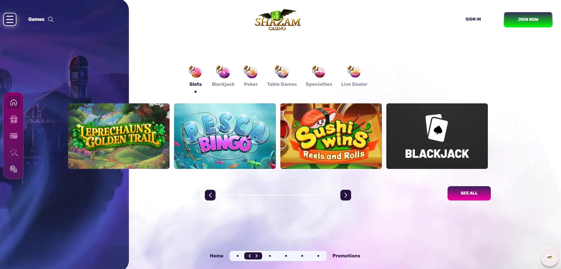 Shazam Casino Games Image