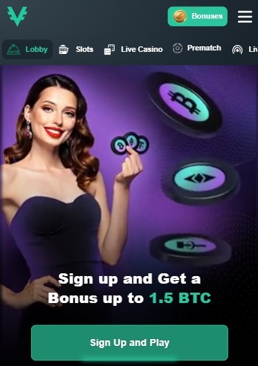 Vave Casino Mobile Home Image