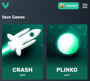 Vave Casino Mobile Originals Image