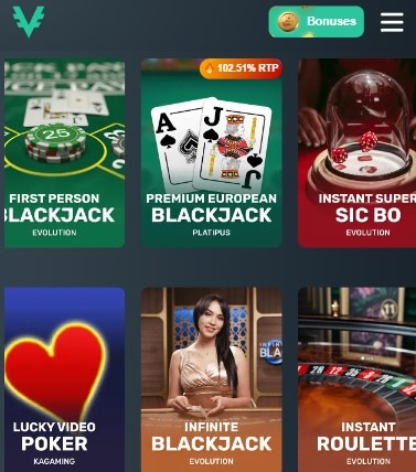 Vave Casino Mobile Table Games Image