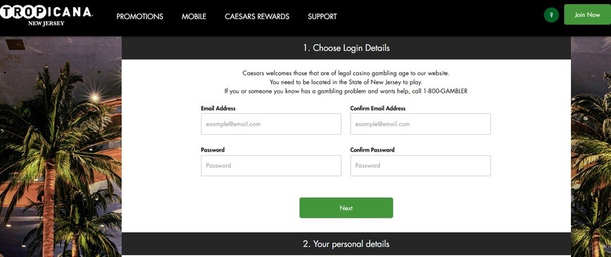 Tropicana Casino Claim Page