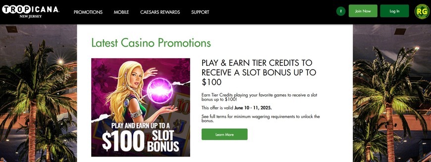 Tropicana Casino Main Page