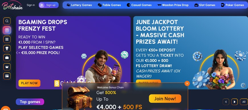 Betchain Casino Main Page