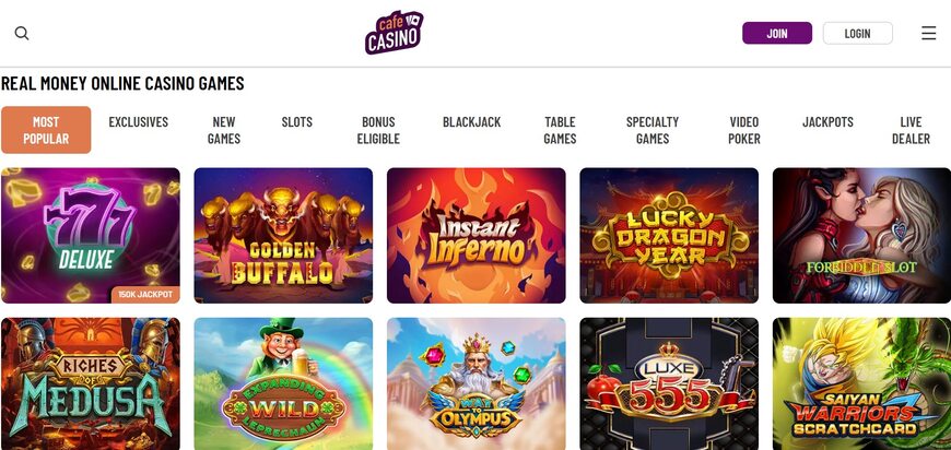 Cafe Casino Game Page