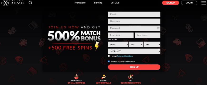 Casino Extreme Main Page