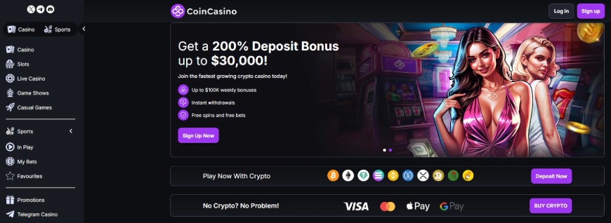 Coincasino Home Image