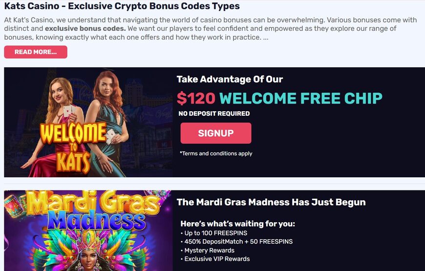 Kats Casino Crypto Promo Page