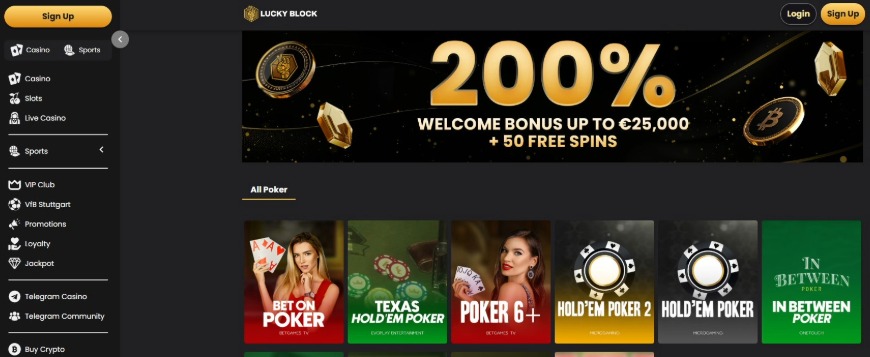Lucky Block Casino Home Image