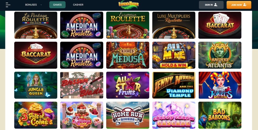 Luckytiger Casino Games Image