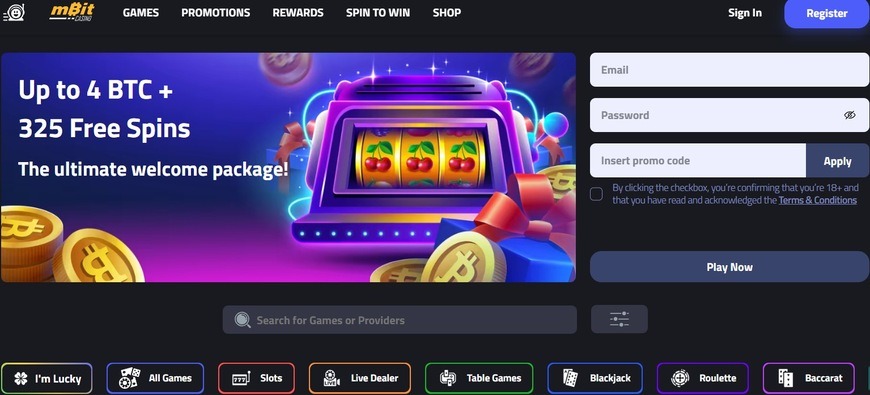 Mbit Casino Main Page