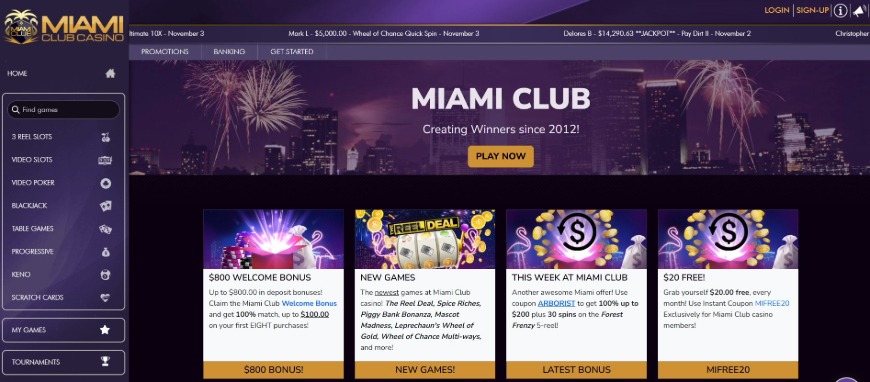 Miami Club Casino Home Image