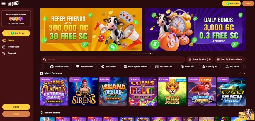 Moozi Casino Home Image
