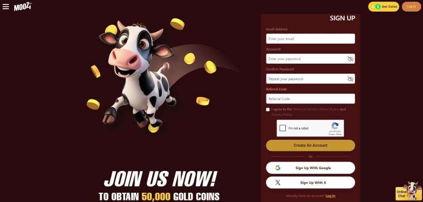 Moozi Casino Signup Image