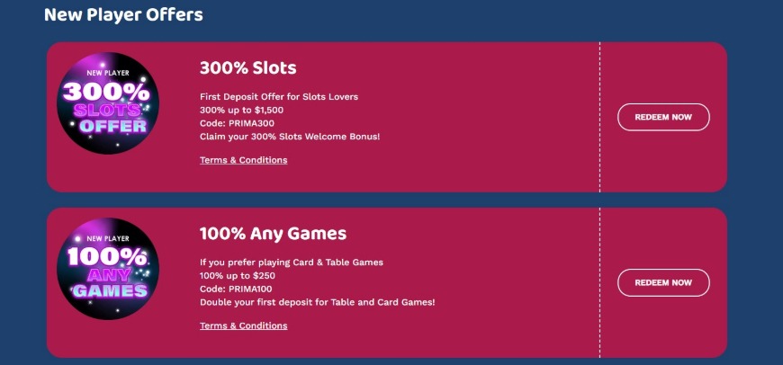 Primaplay Casino Welcome Bonus Image
