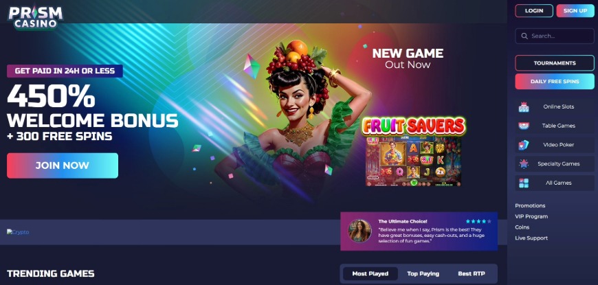 Prism Casino Home Image