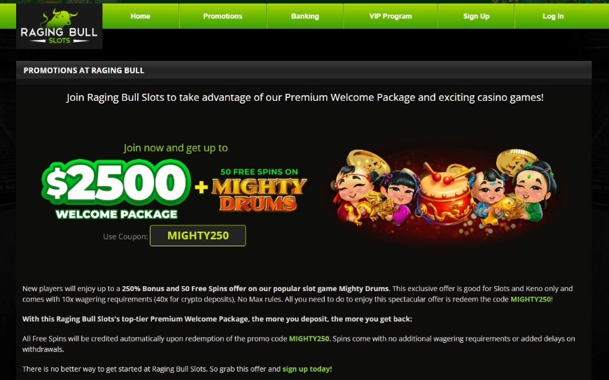 Raging Bull Slots Promotions Image