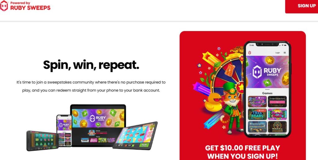 Ruby Sweeps Casino Main Page