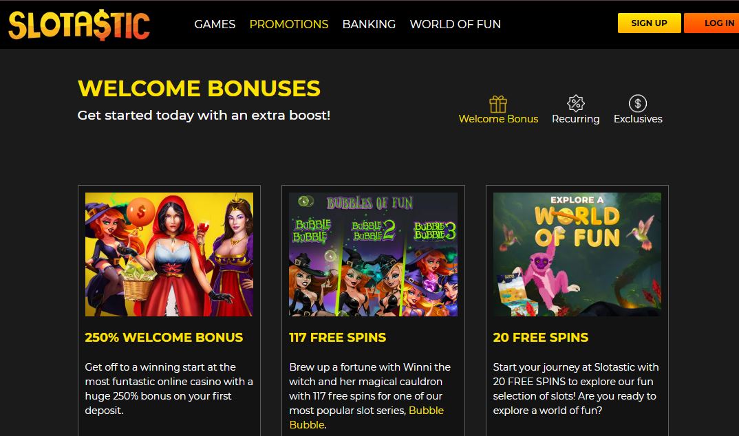 Slotastic Casino Promotions Page