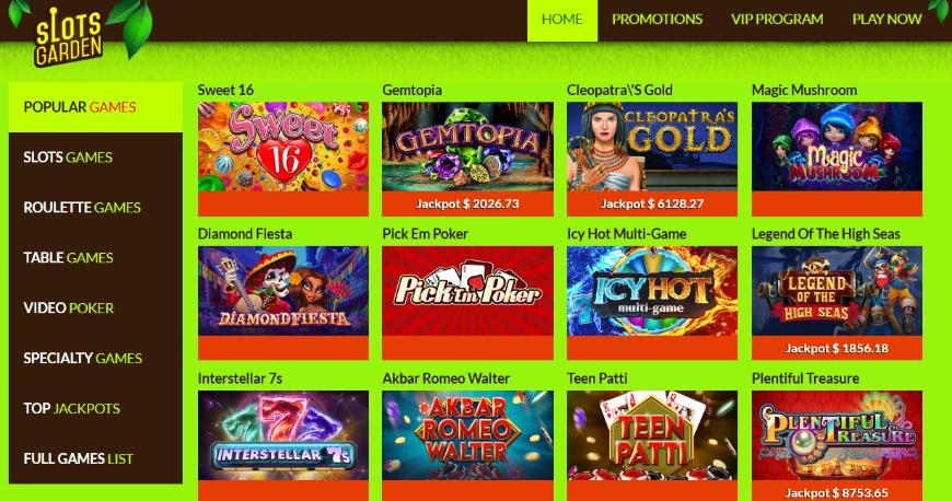 Slots Garden Casino Game Page