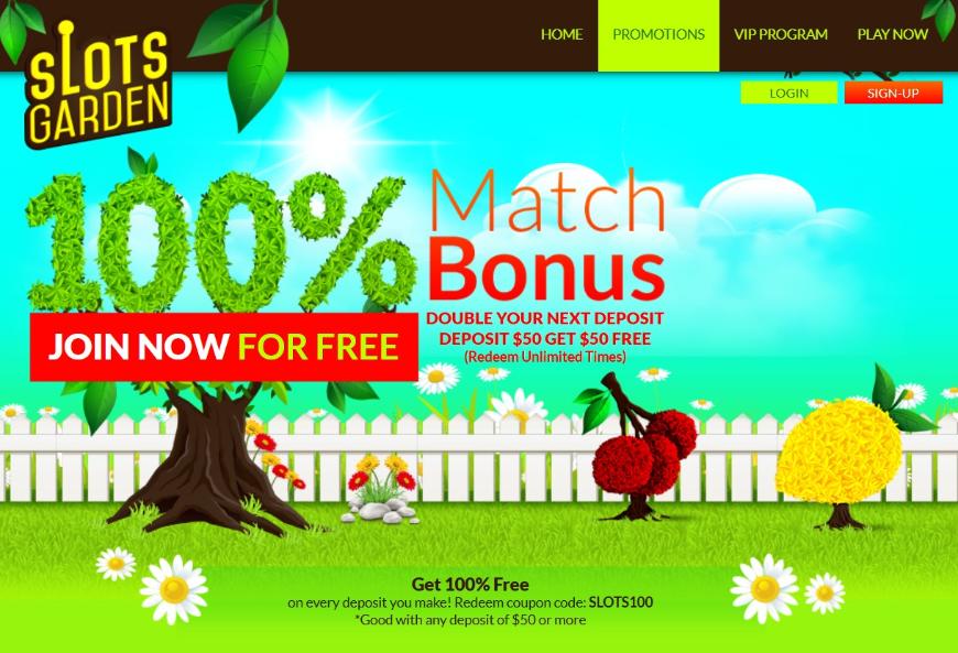 Slots Garden Casino Promo Page