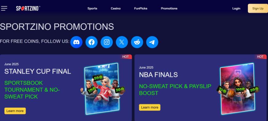 Sportzino Casino Promo Page