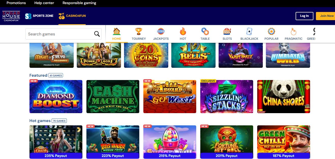 Sugarhouse Casino Main Page