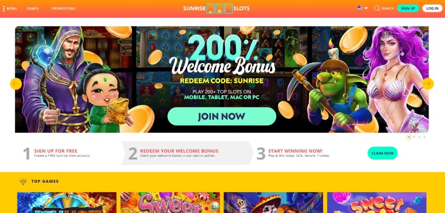 Sunrise Slots Home Image