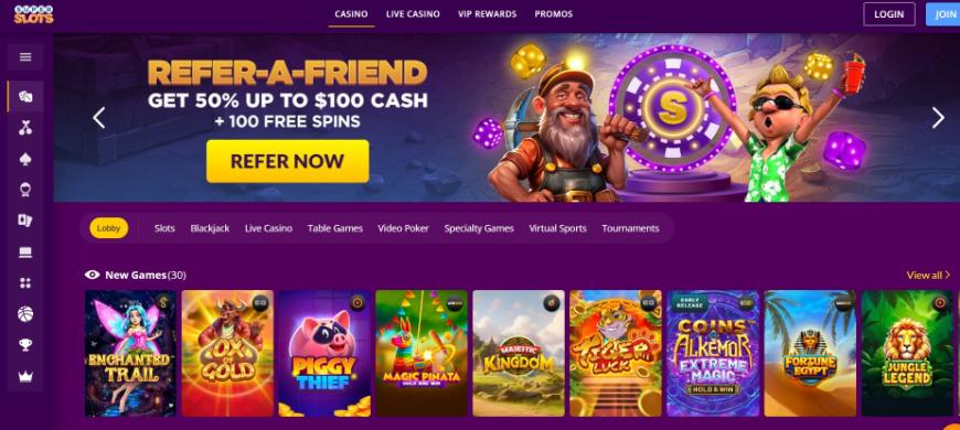 Super Slots Casino Main Page