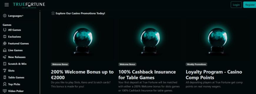 True Fortune Casino Promo Page
