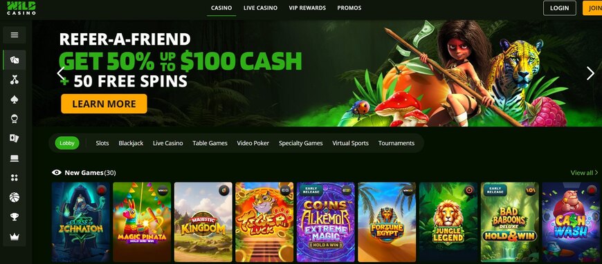 Wild Casino Main Page