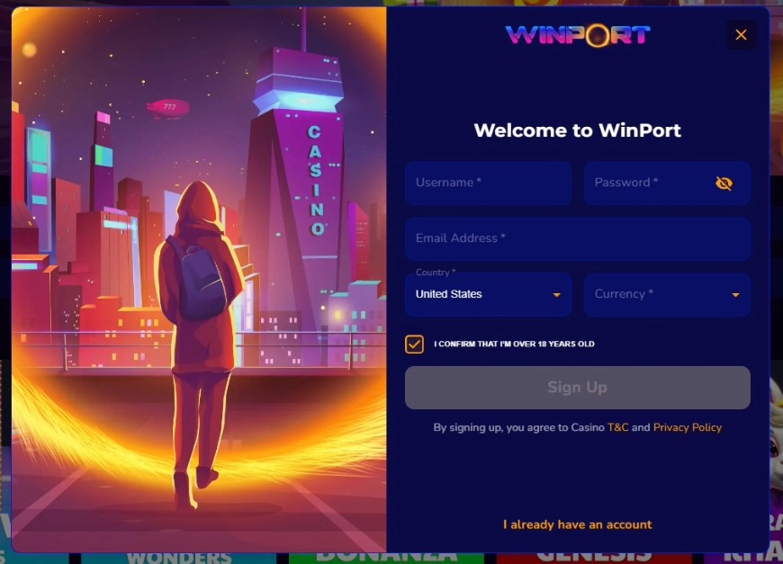 Winport Casino Signup Image