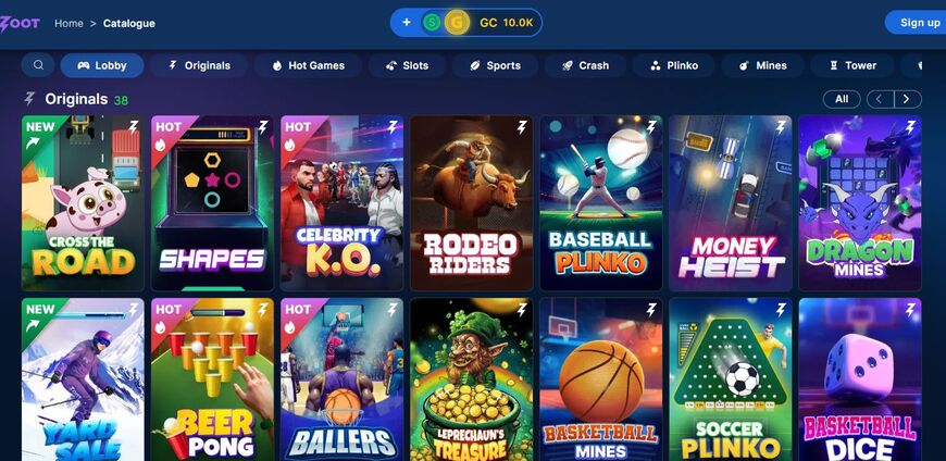 Zoot Casino Game Page