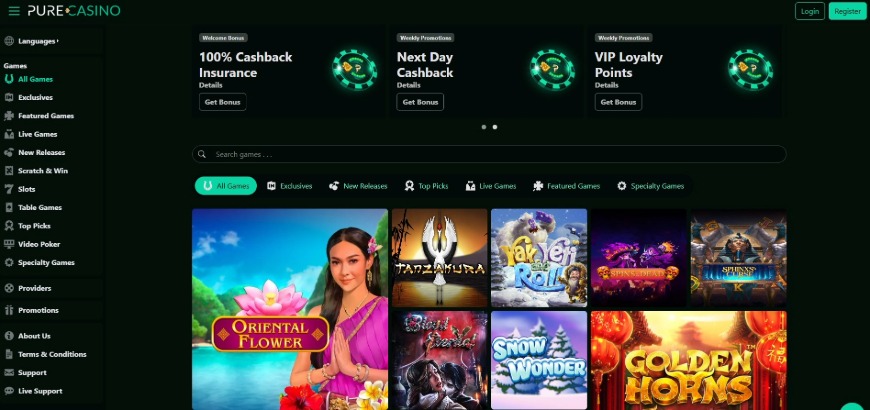 Pure Casino Home Image