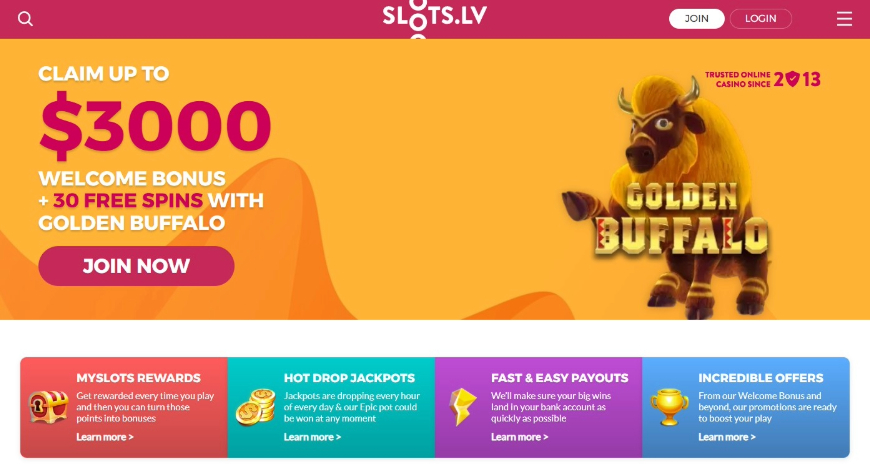 Slots Lv Casino Home Image
