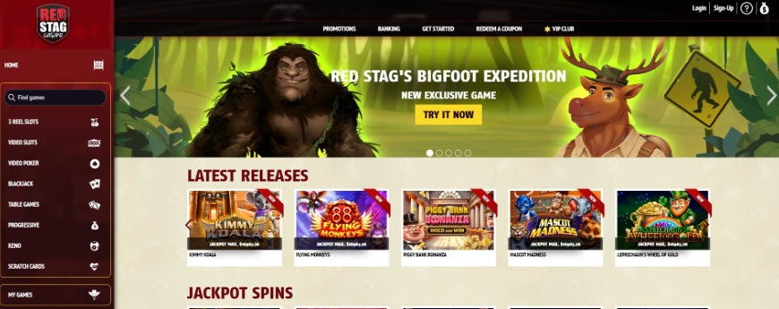 Red Stag Casino Homepage Image