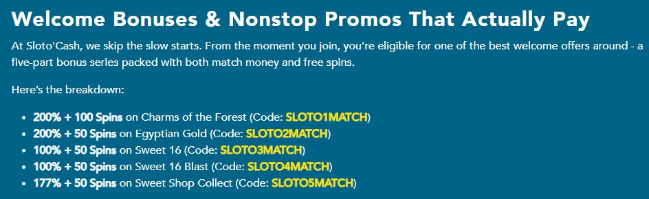 Slotocash Welcome Bonuses Clovr