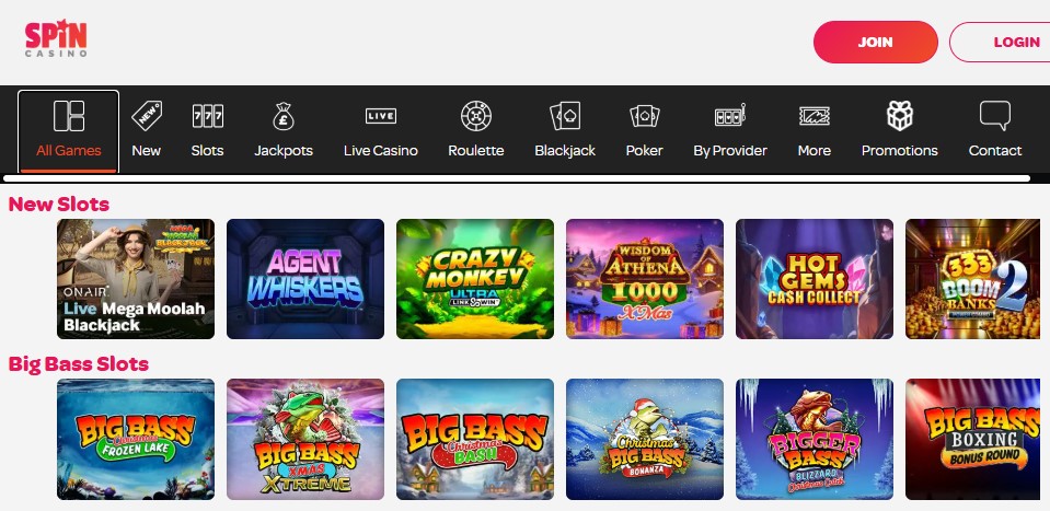 Spin Casino Games Clovr
